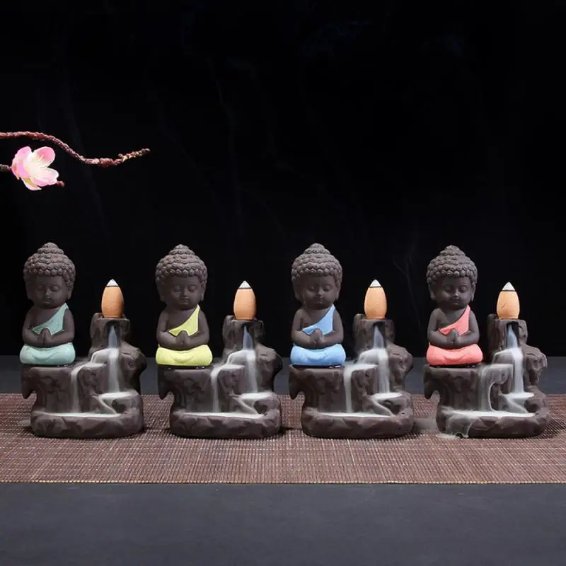

New The Little Monk Censer Creative Home Decor Small Buddha Incense Holder Backflow Incense Burner Use In Home Office Teahouse