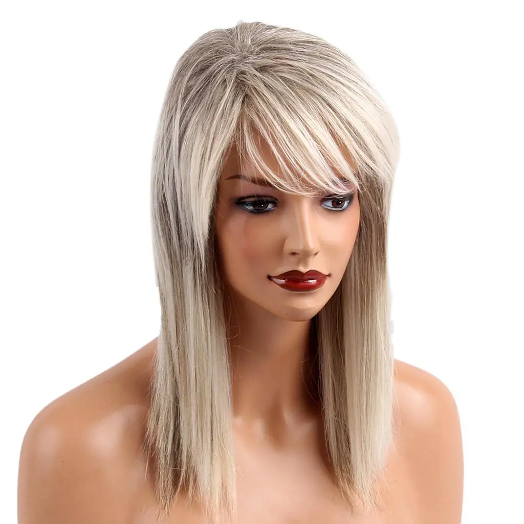 Long Straight Hairstyle Natural Looking 70% Human Hair Mixed Women Wigs