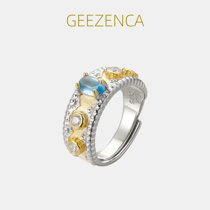 Женское кольцо из серебра 2024 пробы с натуральным топазом и Цитрином