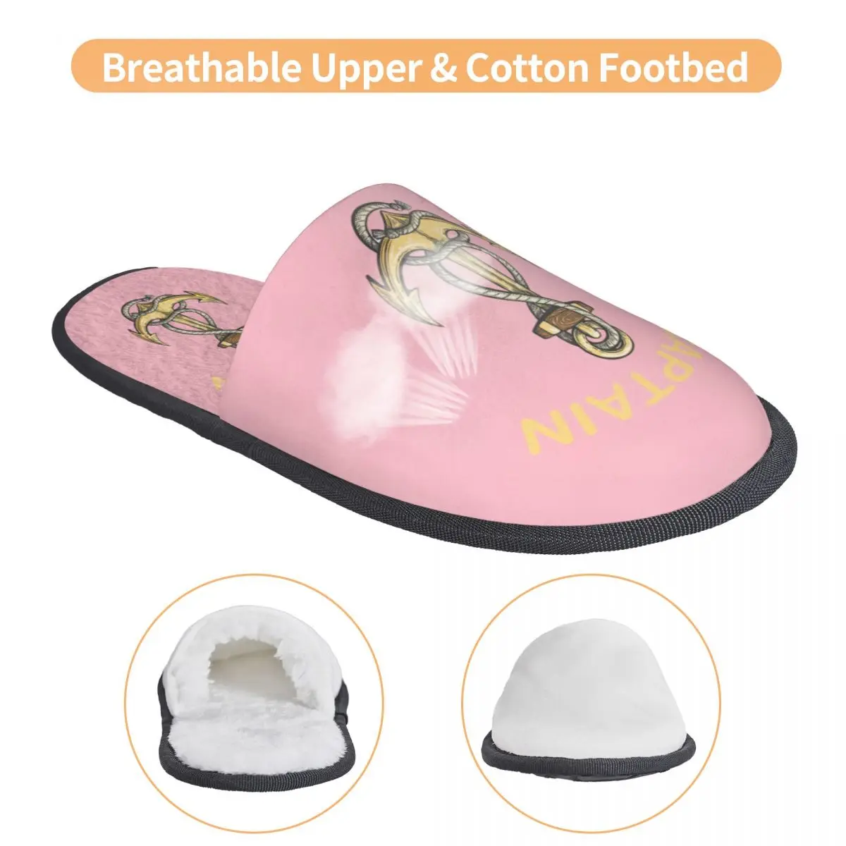 Домашние тапочки с морским капитаном якоря на заказ женские мягкие из пены