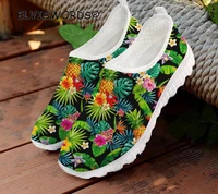 elviswords tropical pineapple hawaii style ladies sneakers summer womens flats shoes air mesh breathable female slip on loafers