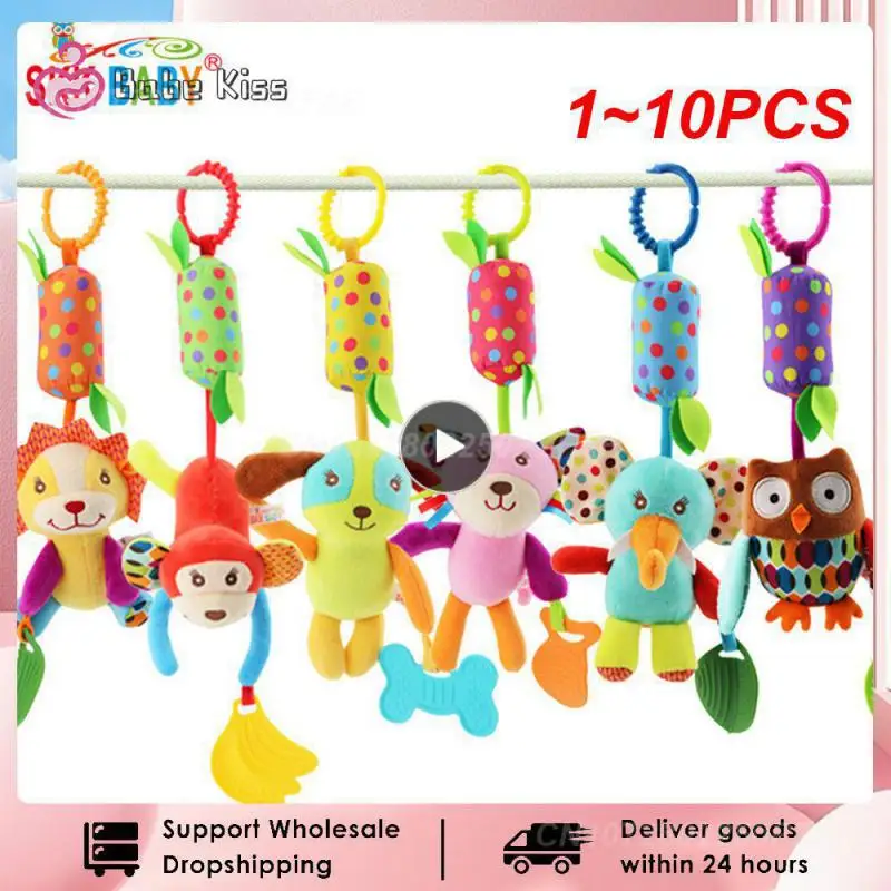 

1~10PCS Baby Rattles Mobiles Cartoon Animal Bell Toy Newborn Baby Rattle Hanging Plush Lovely 0-24 Months Teether Toys Christmas