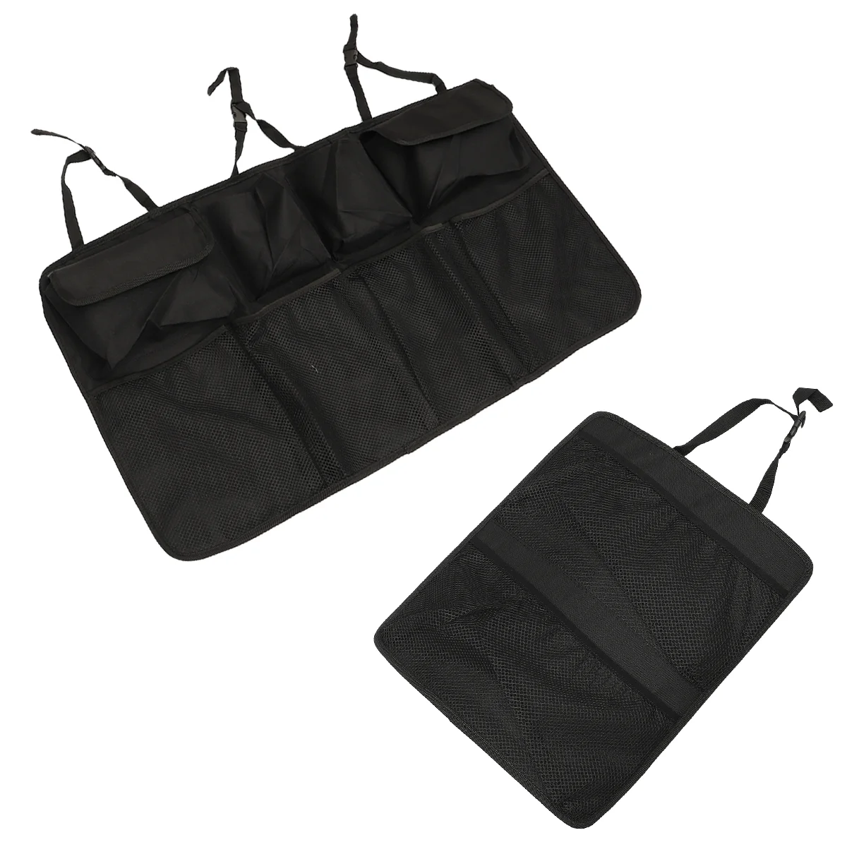 

2 Pcs Mesh Organizer Bags Car Trunk Storage Hanging Back Seat Suitcase 87×45×0.1CM Black Oxford Cloth
