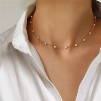 new goth womens pearl pendant necklace light luxury temperament collarbone chain jewelry for women necklaces