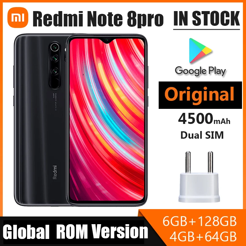 

Xiaomi Redmi Note 8 Pro Smartphone，Android Cellphone Original Phone 6GB RAM 128GB ROM Global ROM version Mobil Phone