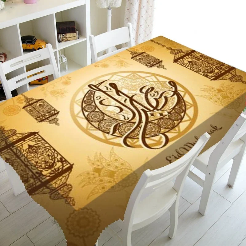 

Mosque and Fanus Lantern Printed Restaurant Tablecloth Home Decor Rectangular Party Tablecloth Ramadan Islamic Muslim Tablecloth