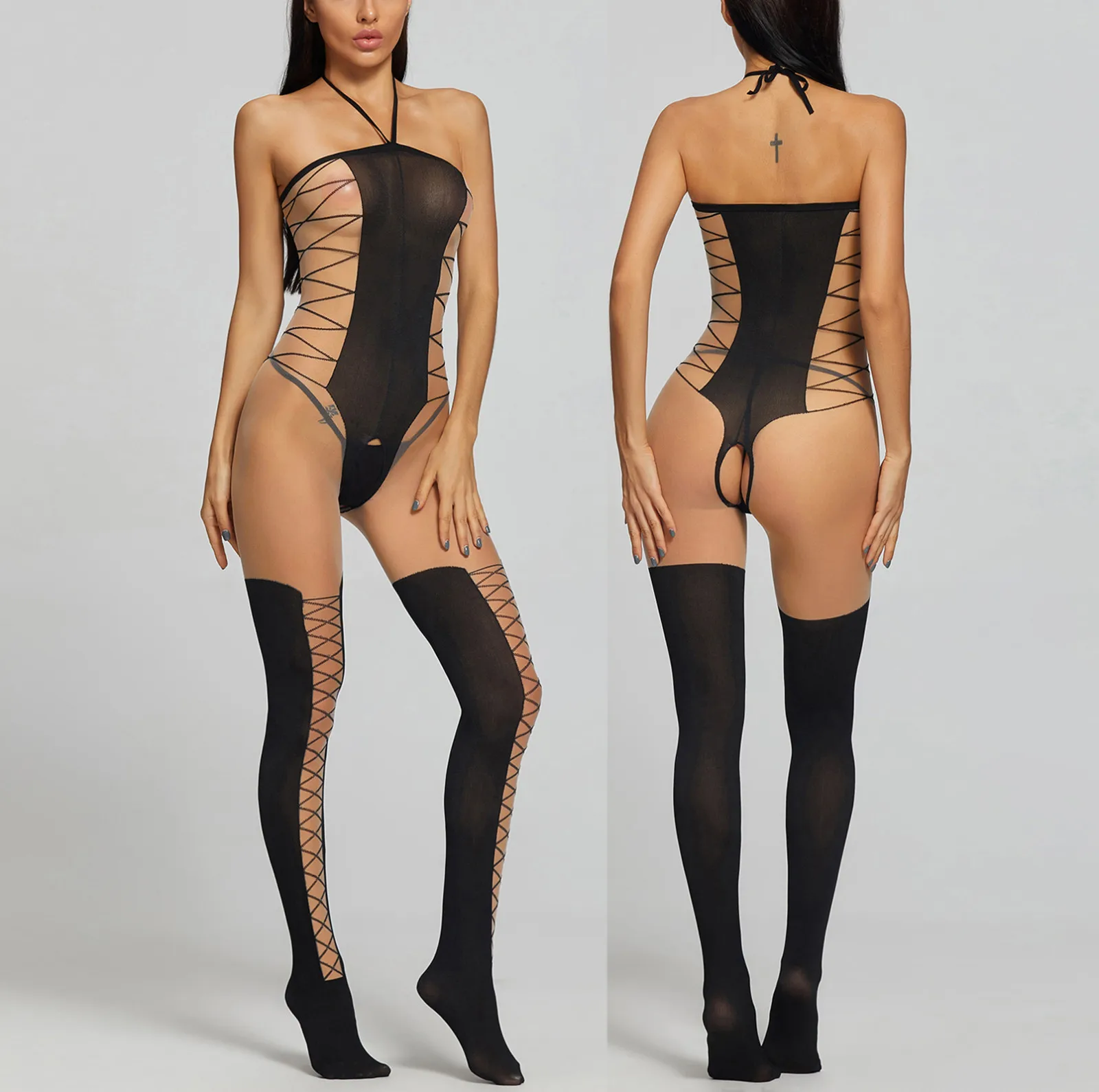 

Sexy Lingerie Pornos Suit In Bundle Open Profile Sexy Cross Suspender Sexy Underwear Transparent One-piece Stockin Lingerie Sexy