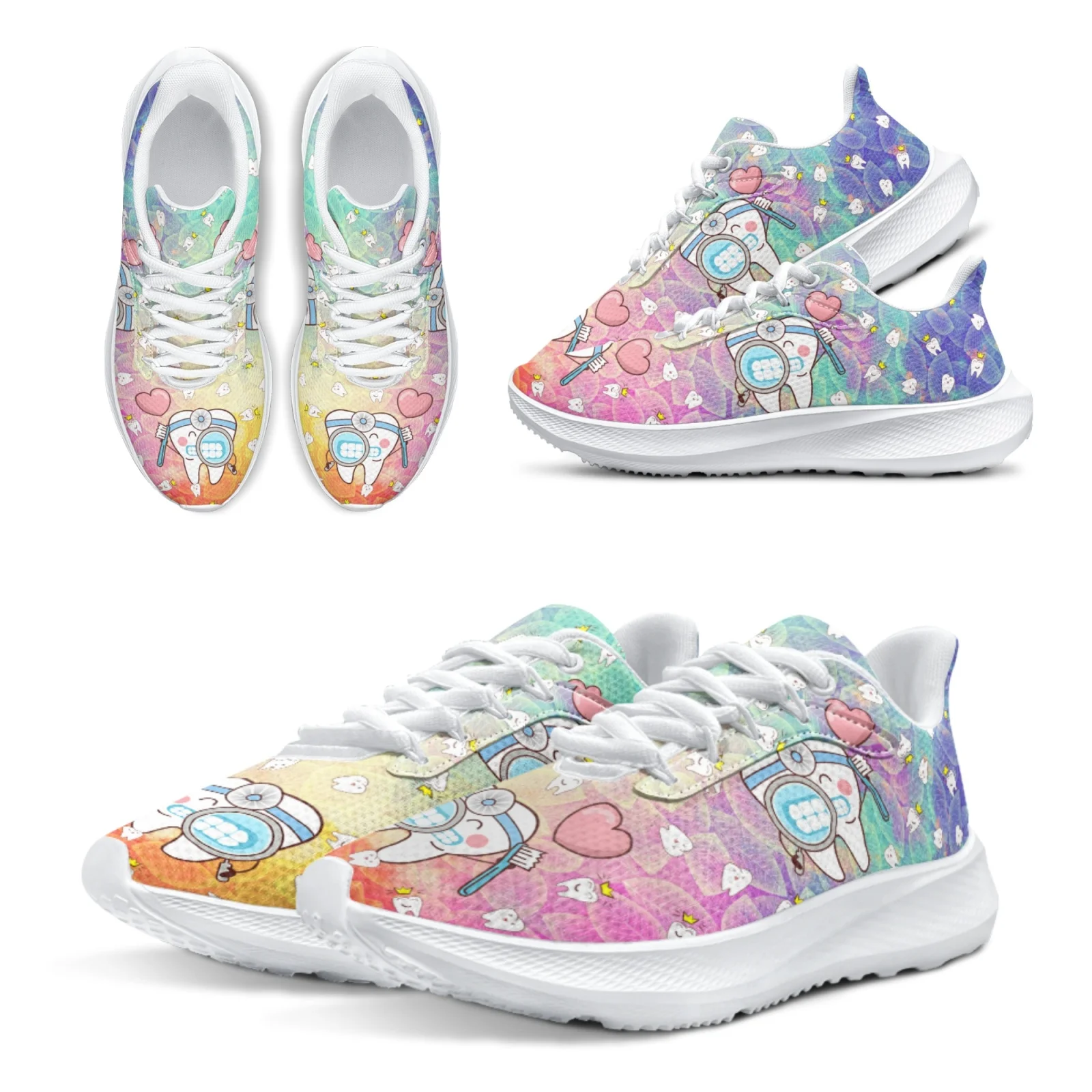 

INSTANTARTS Star Dental Running Shoes Cute Cartoon Teeth Print Casual Walking Shoes Medical Nurse Sneakers For Women Chaussure