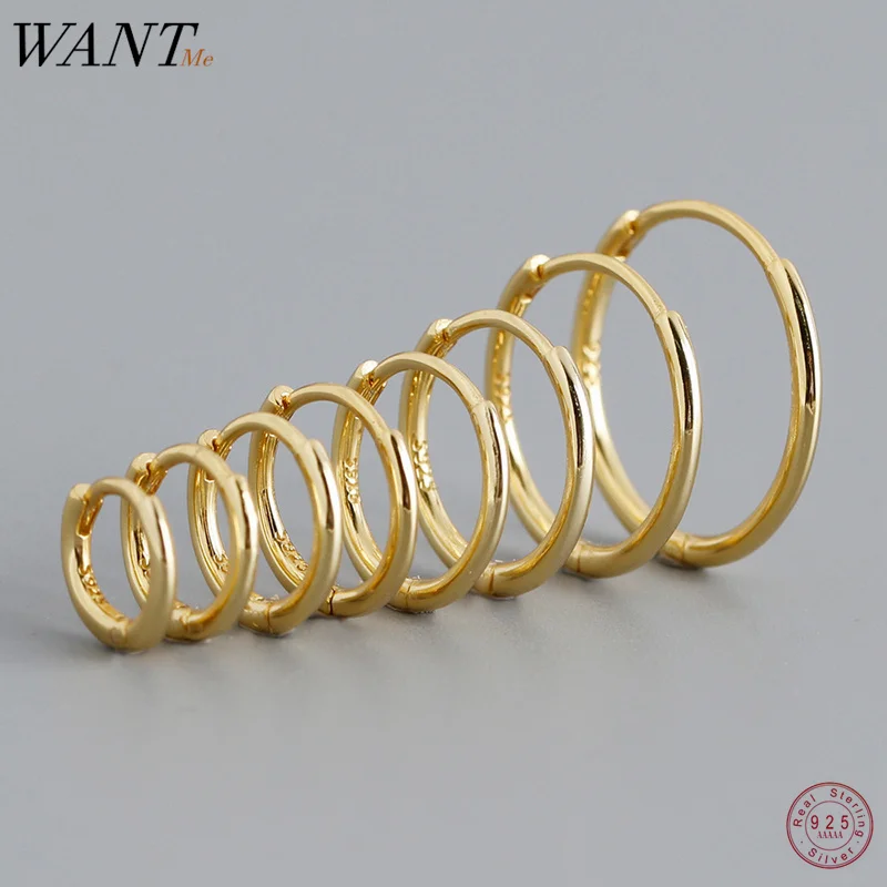 

WANTME 925 Sterling Silver Minimalist Glossy Circle Hoop Earrings for Women Fashion Simple Ear Bone Piercing Jewelry Accessories