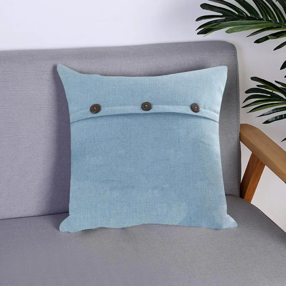 

Pillow Case Durable Non-deformable Good Comfort Square Cushion Case with Vintage Button Home Supply