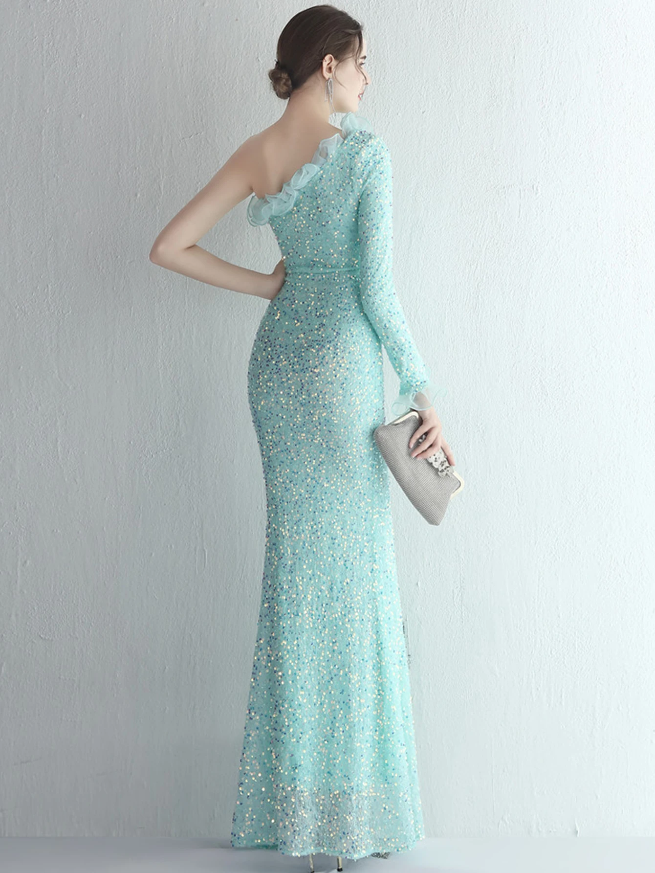 Женское длинное летнее платье с блестками элегантное роскошное вечернее для