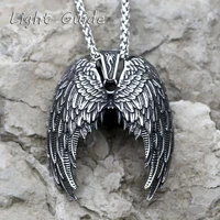 2022 new mens 316l stainless steel classic angel wings pendant necklace for teens punk fashion jewelry gift free shipping