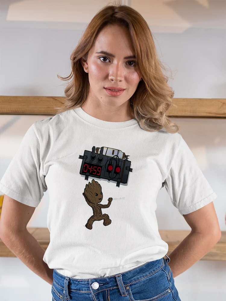 

Women T-shirt Marvel Funny Groot and Bomb Graphic Shirt Kawaii Harajuku European Style Fashion Ladies Clothes Dropshipping