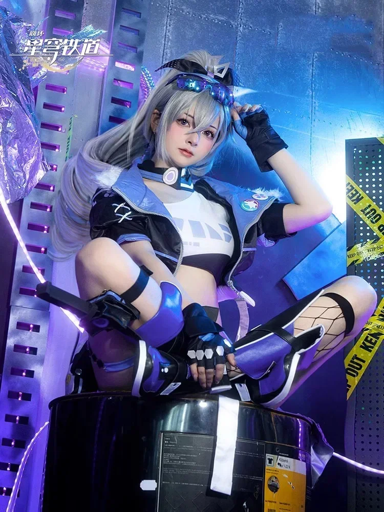 Honkai: Star Rail Silver Wolf Косплей Костюм Парик Игровая форма Очки Серьги Stellaron Hunters Хакер