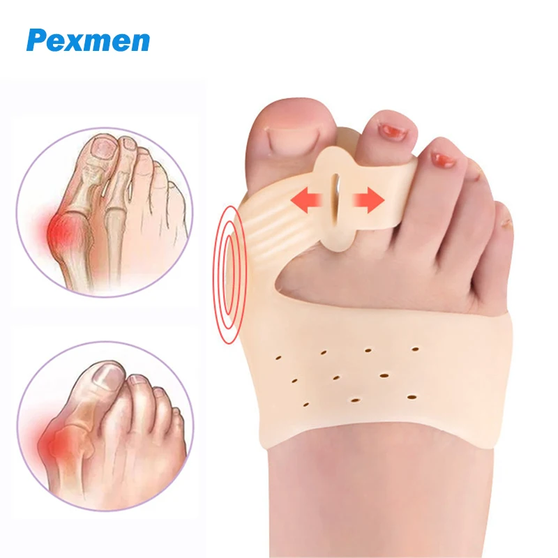 

Pexmen 2Pcs/Bag Soft Gel Bunion Corrector Orthopedic Splint Big Toe Separator for Hallux Valgus Hammer Toe Spacer Forefoot Pads