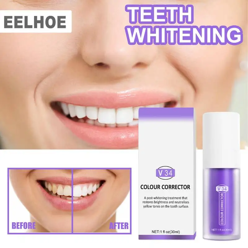 

Teeth Whitening Toothpaste 30ml V34 Tooth Color Corrector Oral Cleaning Care Bright Teeth Tooth Paste Stain Removal Fresh Breath