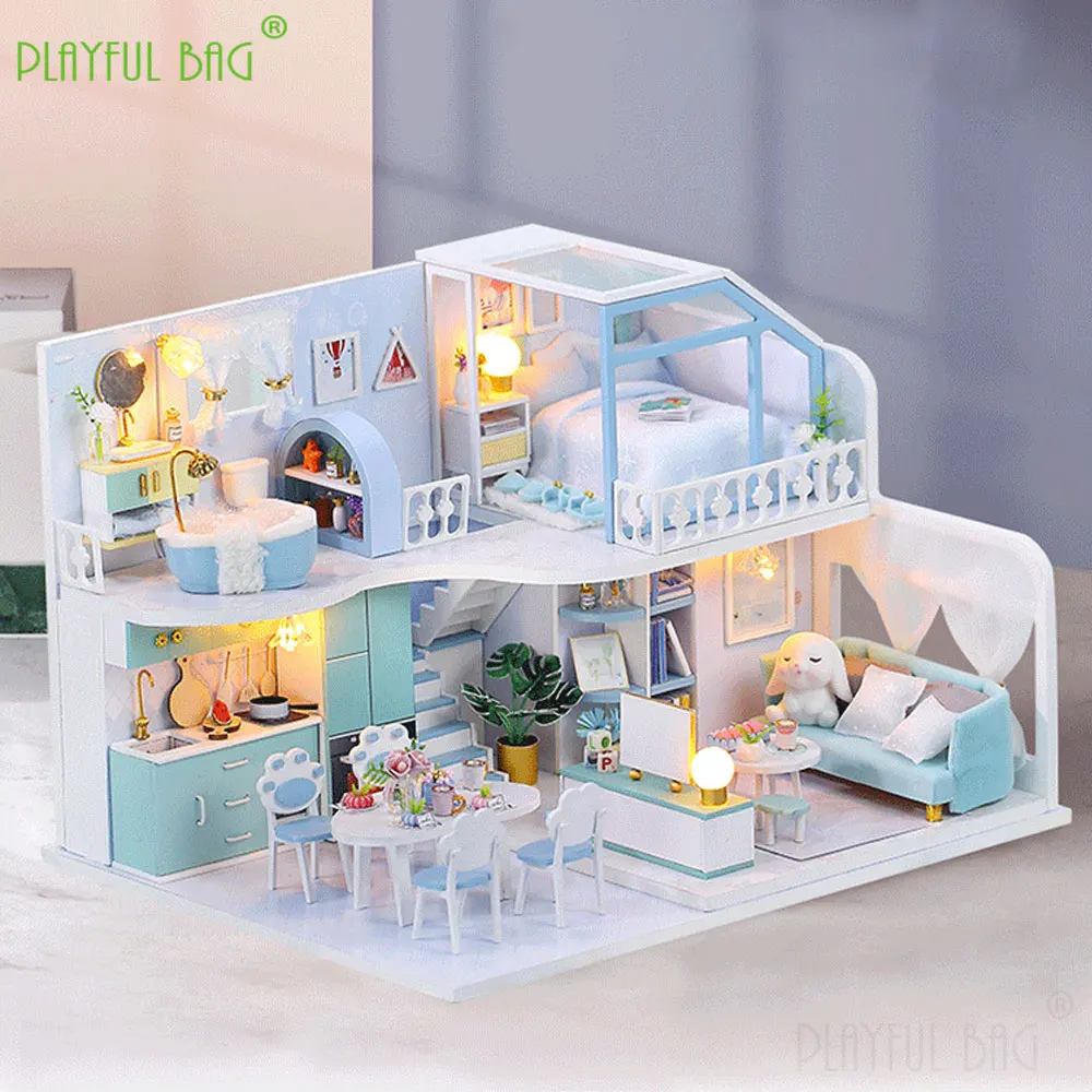 Фото DIY коттедж деревянная модель ручной работы в сборе художественный дом подарок на день рождения 3D головоломка детский игрушечный дом строительный блок настольные украшения HG375 №2