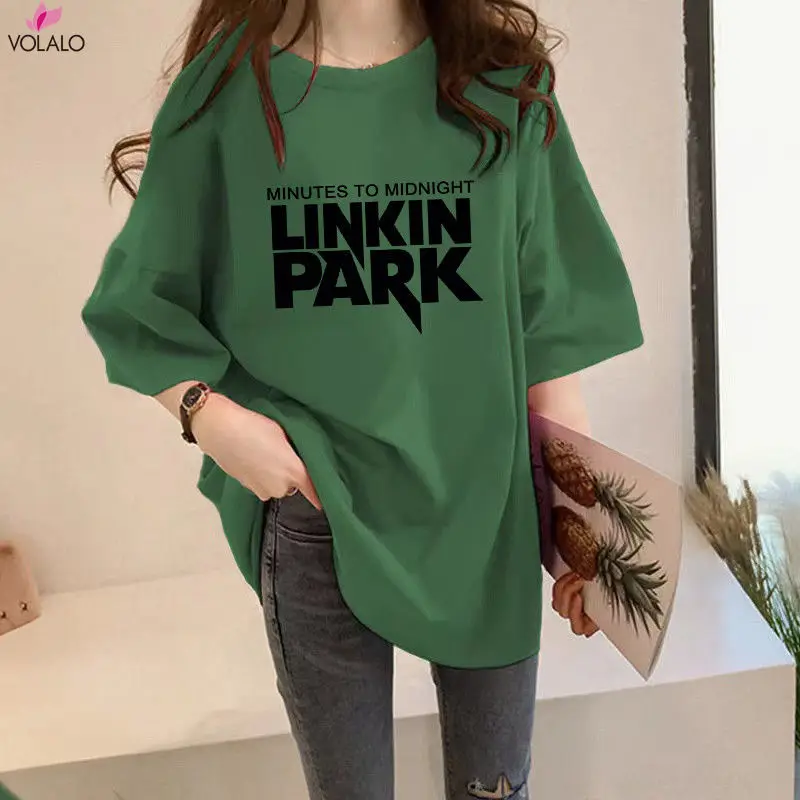 VOLALO 100% хлопок новинка 2024 простая свободная футболка женская с короткими рукавами