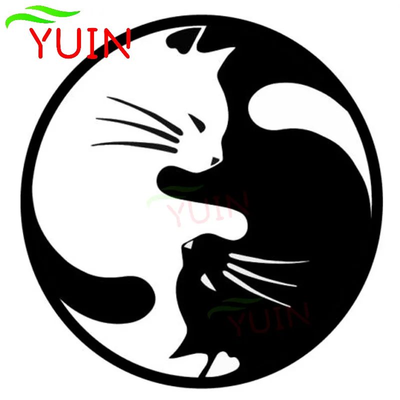 

Car Sticker Cat Yin Yang Fashion Cartoon Decoration Accessories Decals Creative PVC Window Trunk Sunscreen Waterproof Stickers