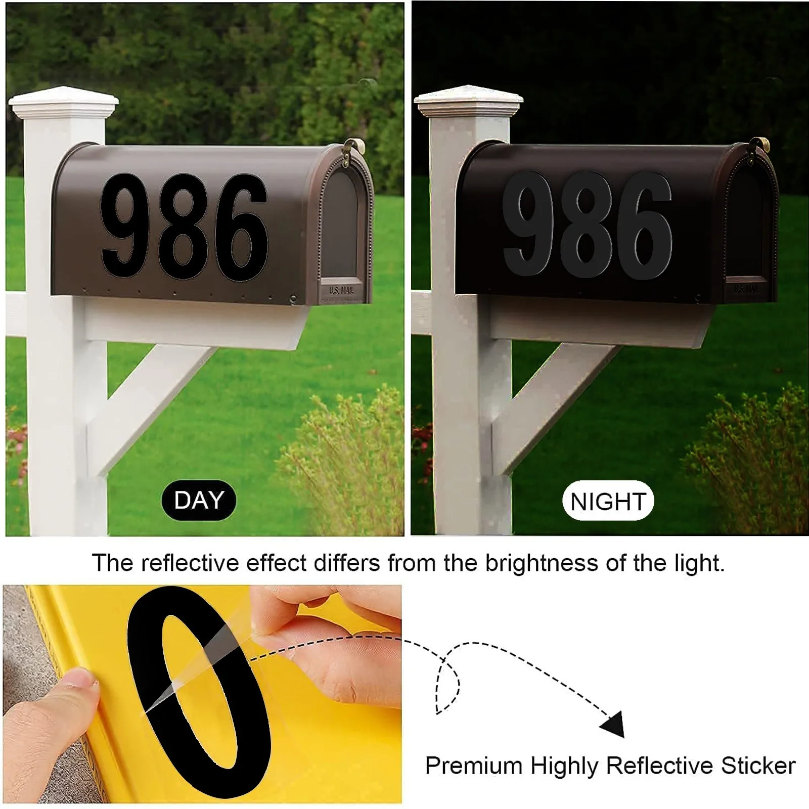 Mailbox Numbers For Outside 5 Sets 0-9 Reflective Number Sticker Strong Self Adhesive Vinyl Address Houses 2/3/4inch - купить по