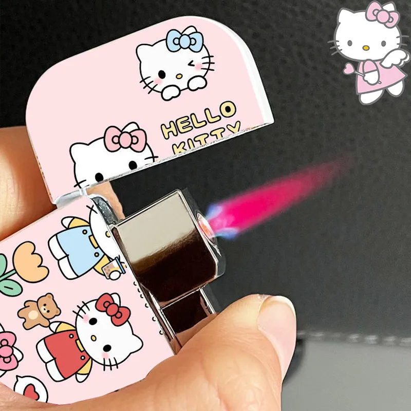 

Hello Kitty Lighter Cinnamoroll Kawaii Lighter Kuromi My Melody Lighters Sanrioed Windproof Pink Flame Lighters Fast Delivery