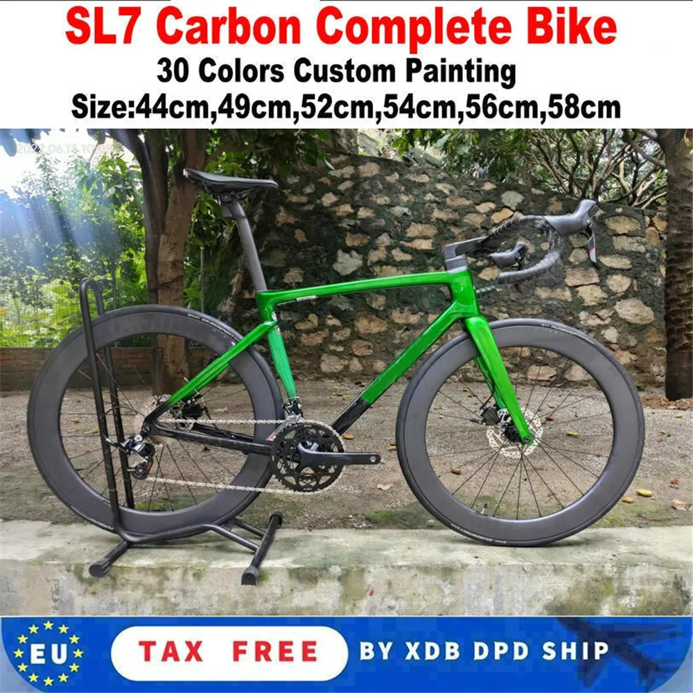

T1000 Disc Brake SL7 Road Carbon Complete Bike Green Road Bicycle Glossy with R7020 Disc Groupset Taiwan made
