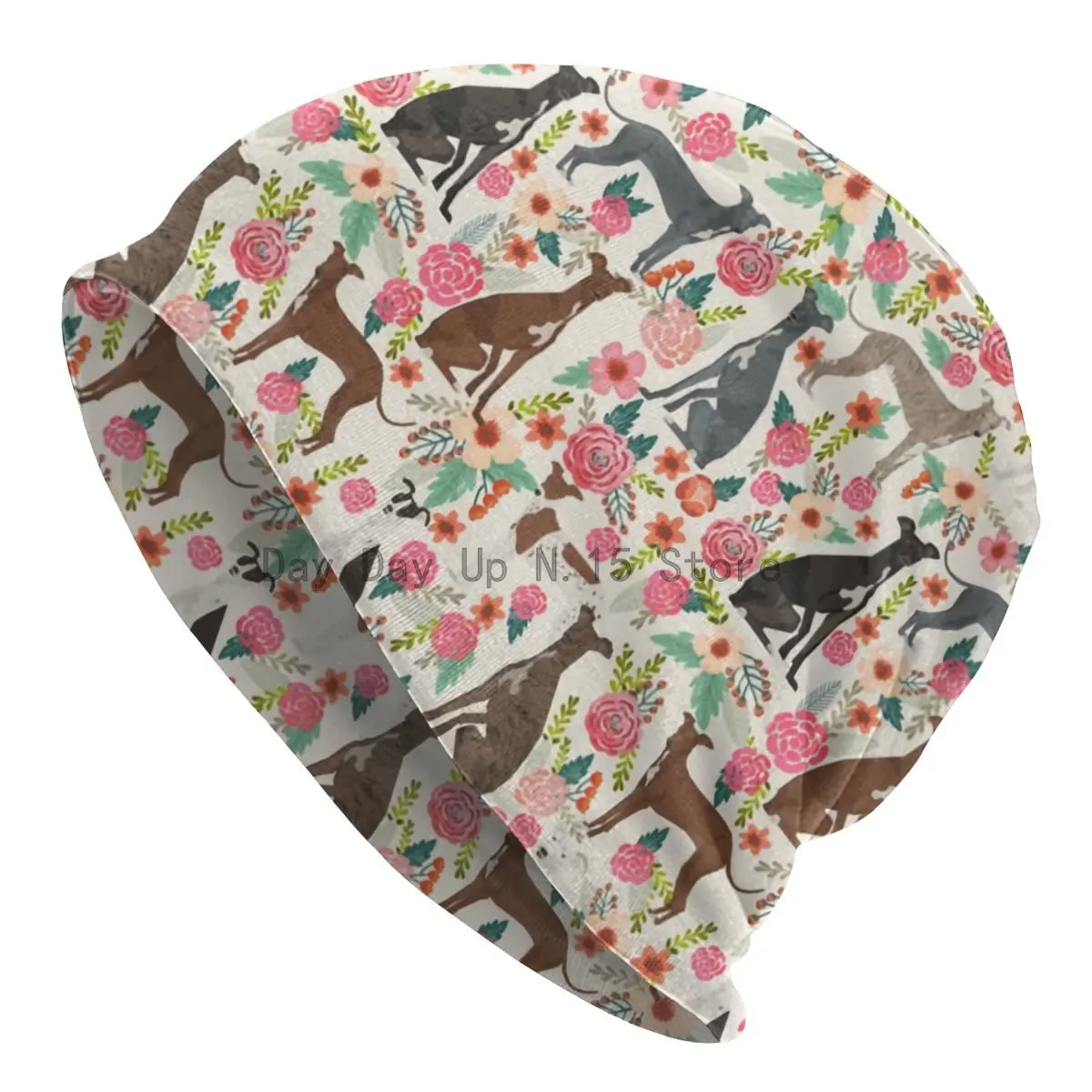 

Unisex Bonnet Winter Knitted Hat Italian Greyhound Dog Floral Cool Beanies Caps Adult Sighthound Whippet Dog Beanie Hats Ski Cap