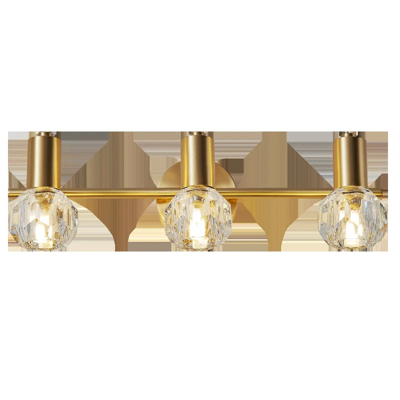 

Post Modern Brass Wall Lamps Luxury Heads Crystal Fixture AC90-260V Nordic Creative Bedroom Bathroom Mirror Light Crucifix