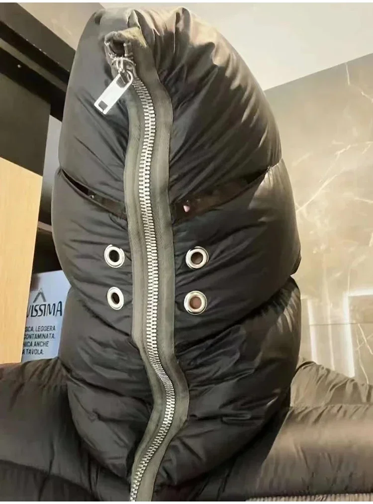 Мужская зимняя куртка на молнии с капюшоном гусиный пух