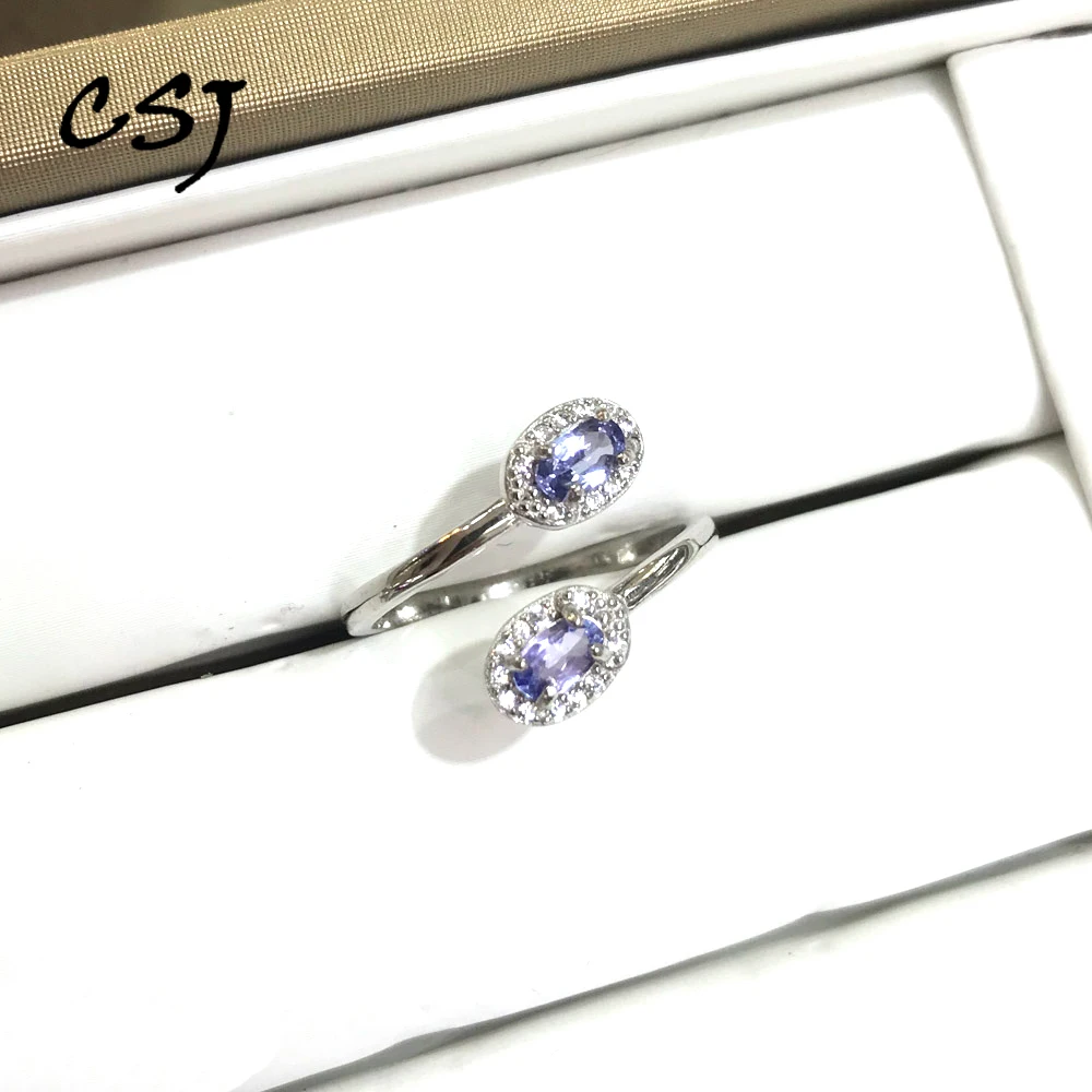

Женское кольцо из натурального танзанита CSJ, классическое кольцо из стерлингового серебра 925 пробы с натуральным драгоценным камнем, ювелир...