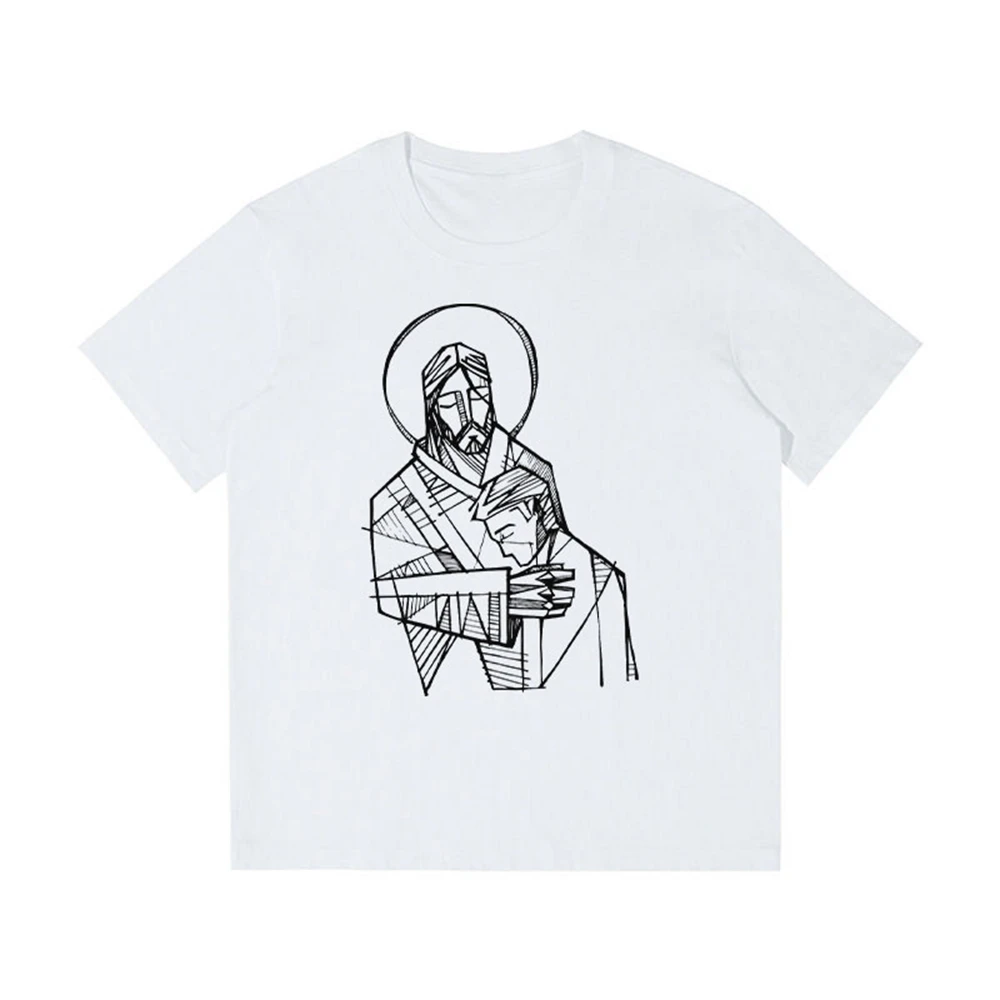 

New Jesus Fish T Shirt The Fashion 100% Cotton T-Shirt About Jesus Love Everone Christian T Shirts Streetwear Trendy Unisex Tees