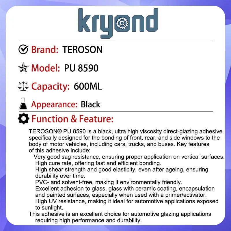 TEROSON PU 8590 600 мл черный высокая скорость выдержки прочность на ножках хорошая