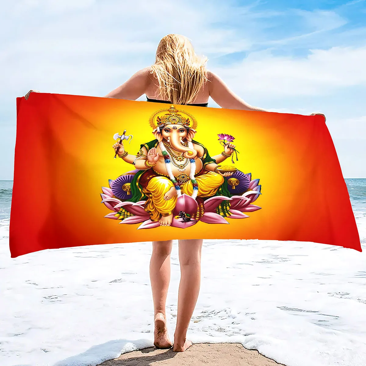

Пляжное полотенце Ganesha большого размера, очень большое мягкое одеяло для бассейна, Путешествий, Походов, яркий подарок для взрослых
