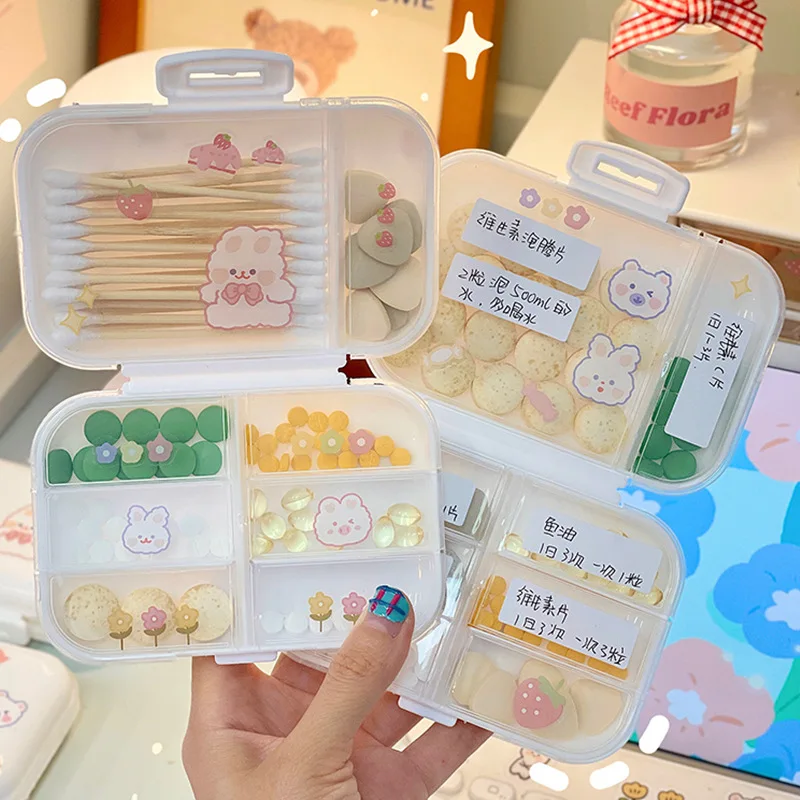 

Portable Home Compartment Pill Box Travel Storage Box Transparent Pill Box Mini Multi-compartment Medicine Storage Box