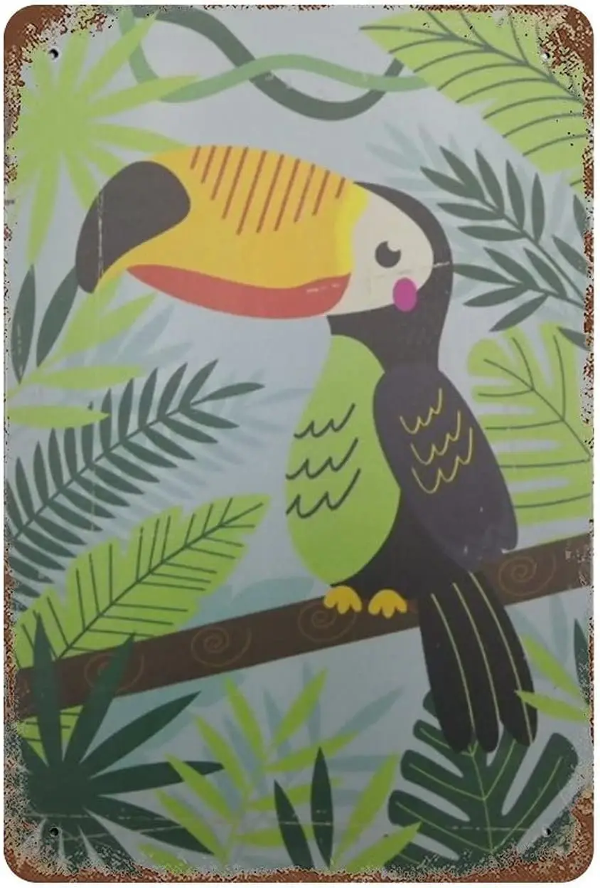 Металлический мультяшный винтажный жестяной знак Toucan украшение большая птица
