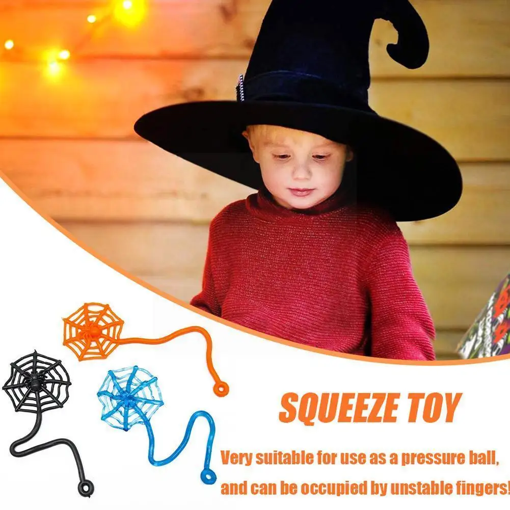 

Halloween Spider Web Sticky Toys Kids Birthday Funny Soft Material Color Random Vent Toy Y1h4