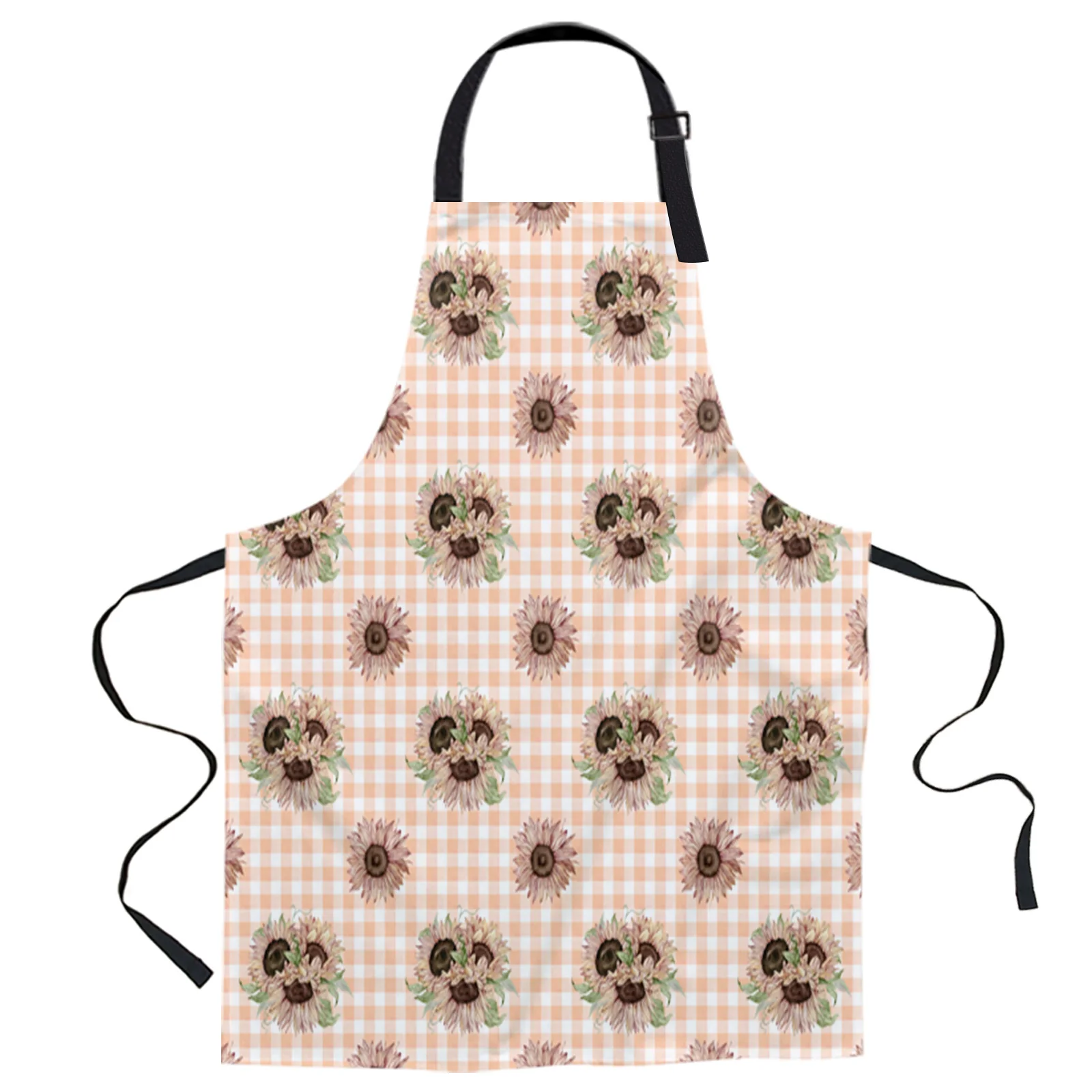

Flower Sunflower Lattice Pink Art Austria Aprons For Woman Baking Accessories Kids Women Men Children Kitchen Aprons Cooking