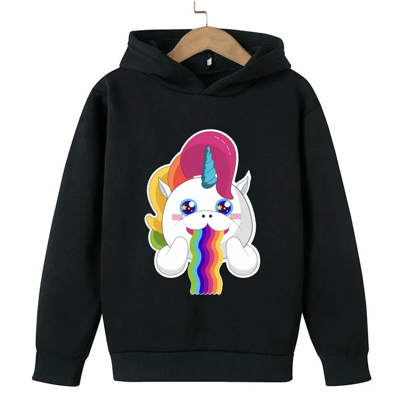 

Детская хлопковая толстовка с капюшоном, с мультяшным единорогом