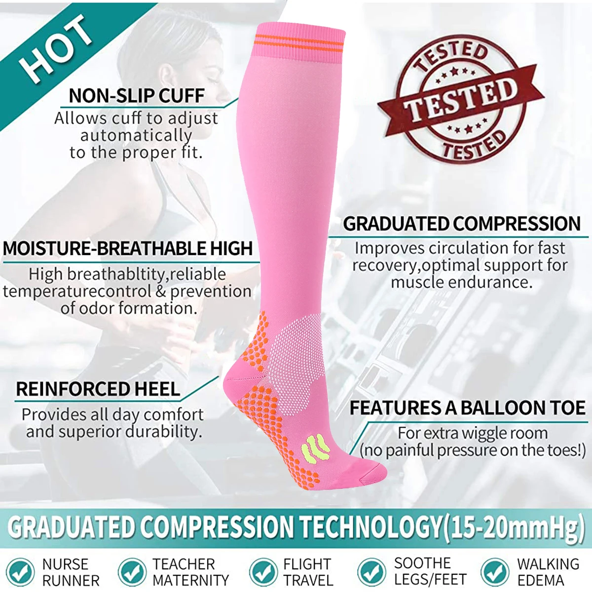 2022 New Style Outdoor Long Tube Sports Compression Stockings Golfs Football Socks Medical Nursing Hiking Running Fitness Socks