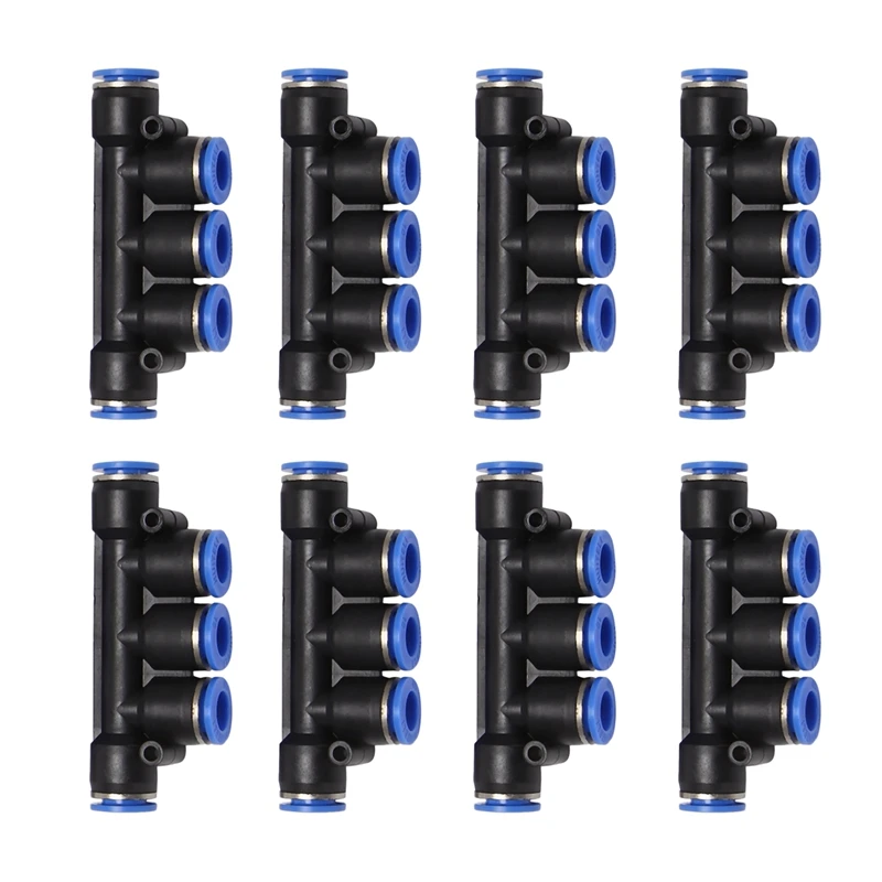 

8PCS Pk-10MM Pneumatic Five-Way Hose Connector Quick Plug Connector Push In Type, Suitable For Air / Water Pipe