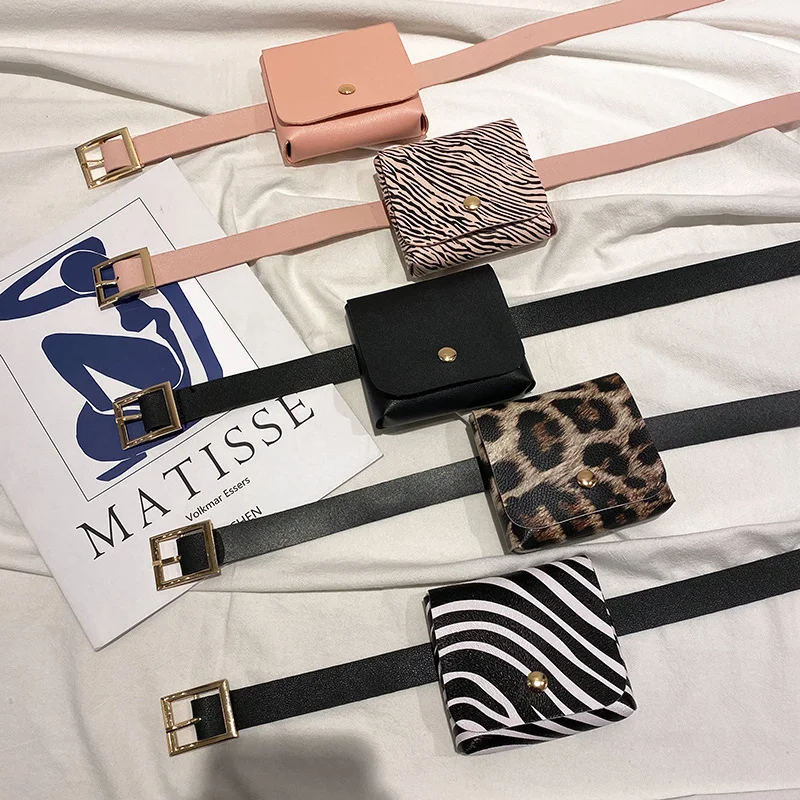 Animal Skin Coin Purse Bag With Belt 1Pcs Leather Strap+Detachable Leopard/Zebra-stripe Storage Bag Fashion Women Accessories