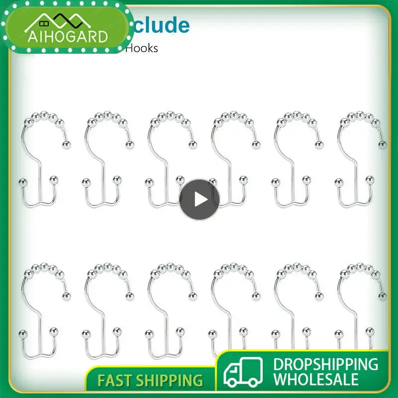 

Curtain Hanging Ring Shower Curtain Hook Ball Two-way Hanging Ring Bathroom Tool Set Chrome Polished Hook