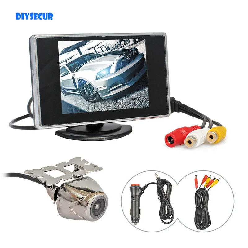 

DIYSECUR Wired 3.5inch TFT LCD Car Monitor Waterproof Rear View Camera Kit Reversing Camera Parking Assistance System