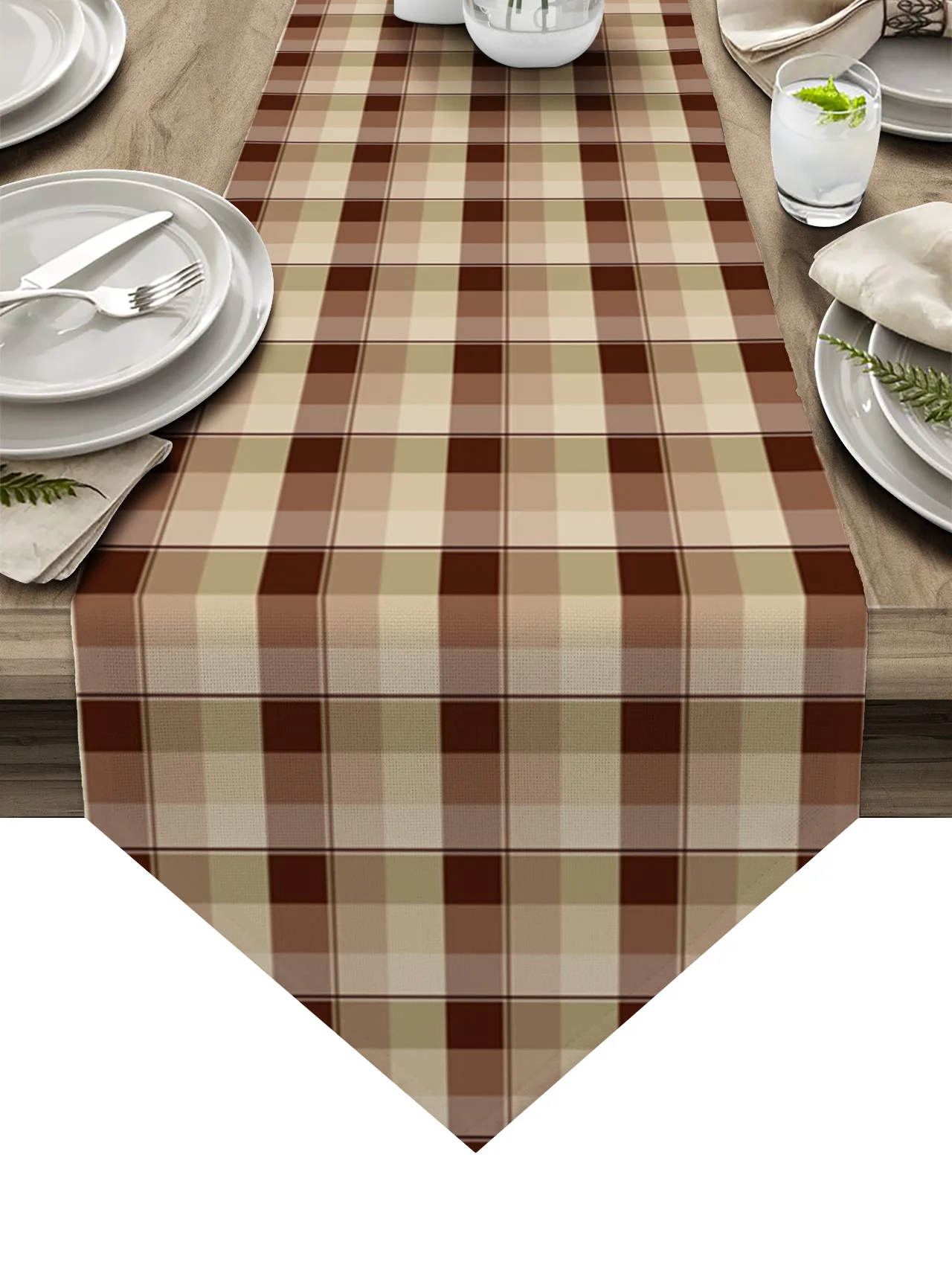 

Brown Plaid Table Runners Holiday Wedding Decor Dinning Table Cover Christmas Decorations Table Cloth