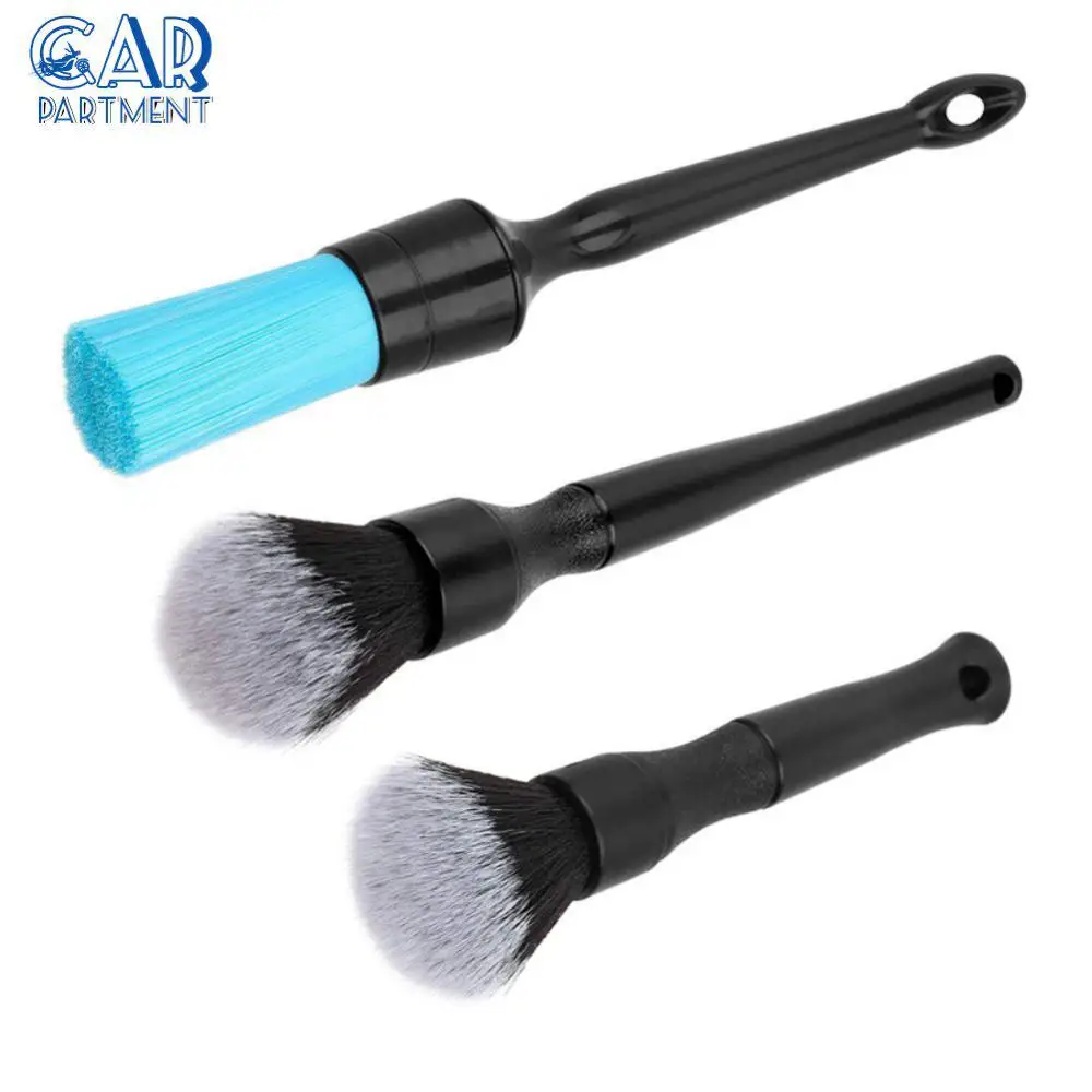 

Super Soft Auto Interior Detail Brush Professional Synthetic Bristles Car Detailing Brush Kit Multipurpose 3pcs For Car Cleaning