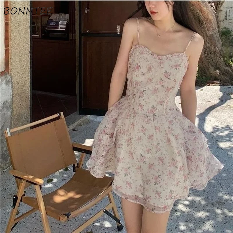 

Платье женское без рукавов, элегантный пикантный мини-сарафан с цветочным принтом, праздничная Милая одежда в стиле ампир, модная повседнев...