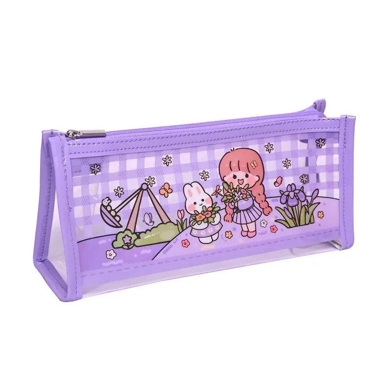 

girl Cute pink pencil bag transparent ins school supplies waterproof korean kawaii stationery version children's pencil case