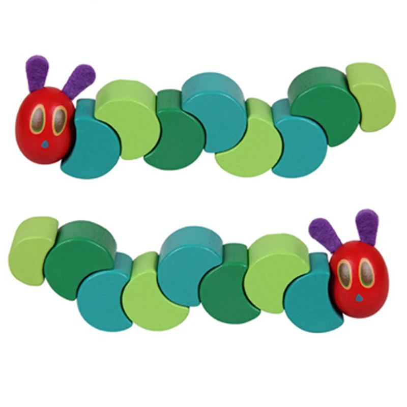 

Wooden Blocks Kids Flexible Blocks Montessori the Very Hungry Caterpillar Toys for Children M0173