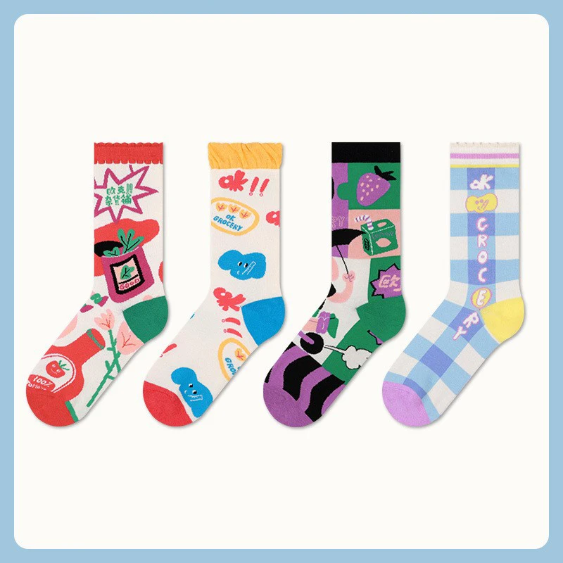 5 Pairs of high quality women's socks Baby Elephant General Store series socks Ladies' socks casual socks