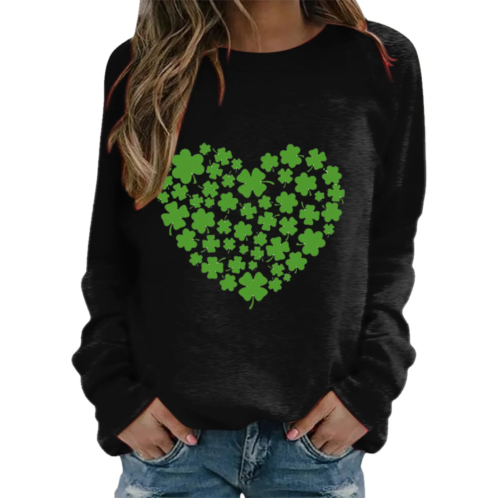 

Женский пуловер с длинным рукавом, повседневный Свитшот оверсайз с графическим принтом и круглым вырезом